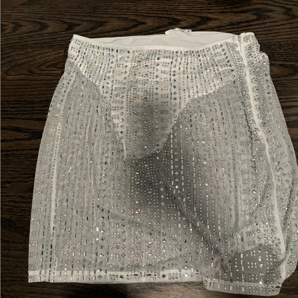 Violet white rhinestone mesh mini skirt - Picture 2 of 2